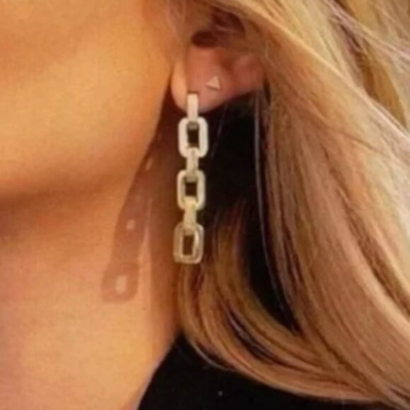 NWT $250 SUPRA LINK GOLD DROP EARRINGS - Picture 3 of 11